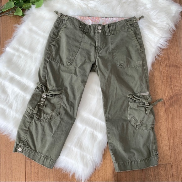 Lucky Brand Pants - Lucky Brand | Vintage Green Cargo Crop Capri Pant